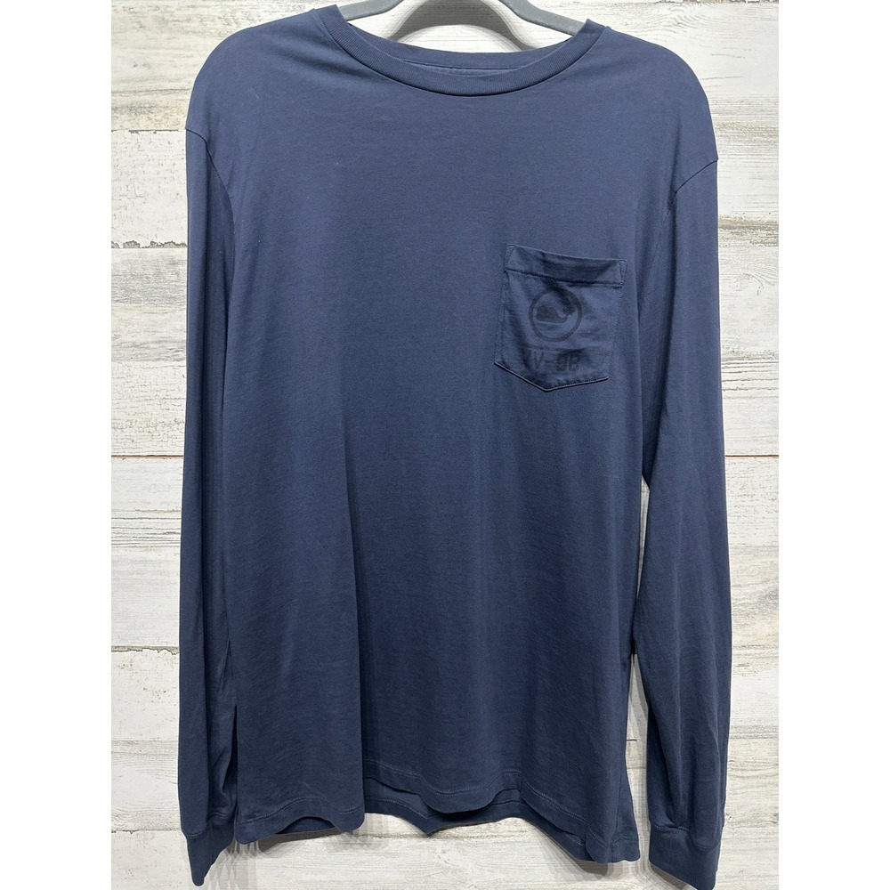Vineyard Vines Long Sleeve Pocket Tee Mens M Navy Blue Whale Graphic EUC